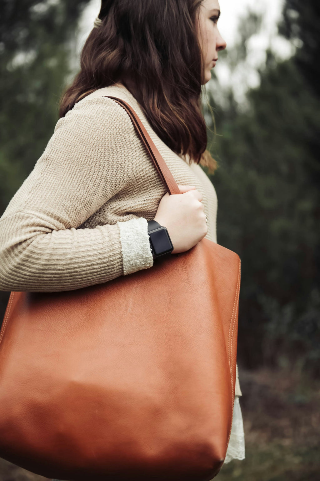 Leather Tote in Tan