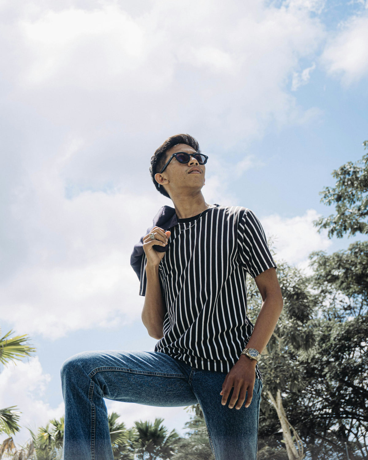 Breton Striped Top in Black Stripe