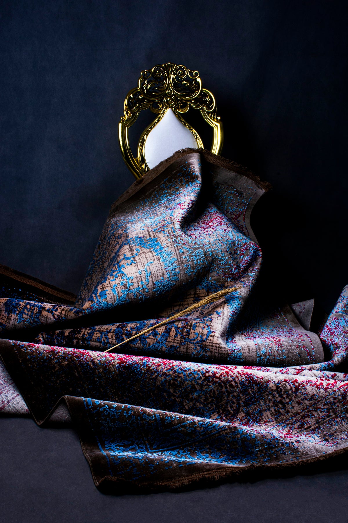 Silk Scarf in Navy Paisley