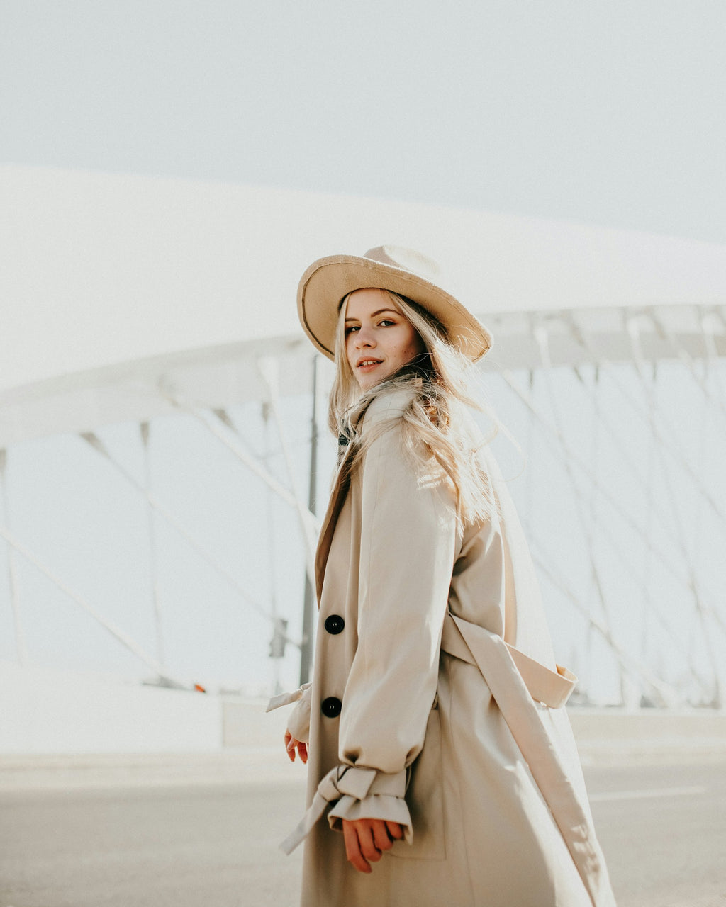 Belted Trench Coat in Stone