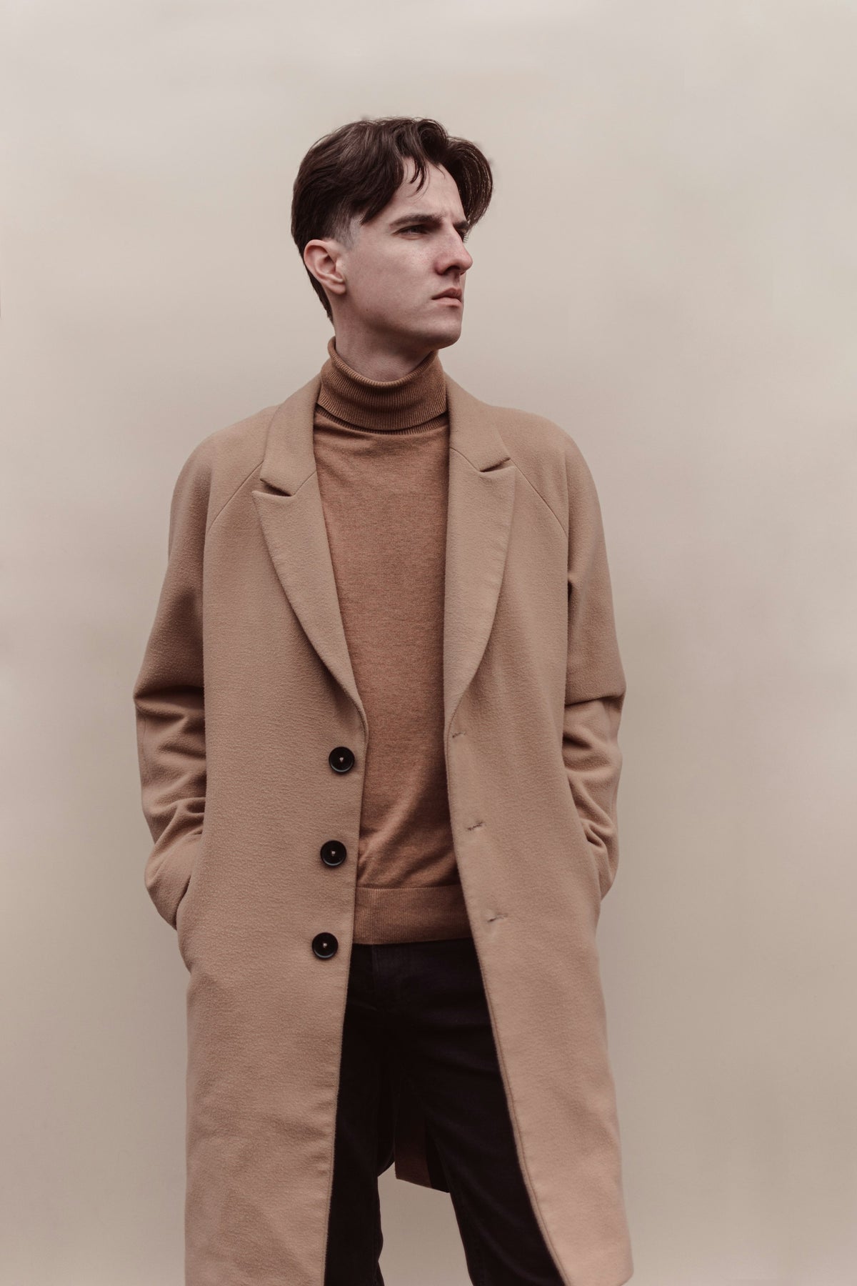 Double-Faced Wool Coat in Camel