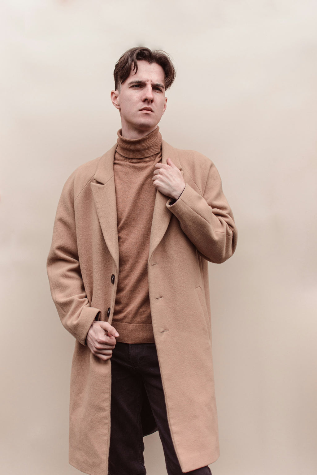 Double-Faced Wool Coat in Camel