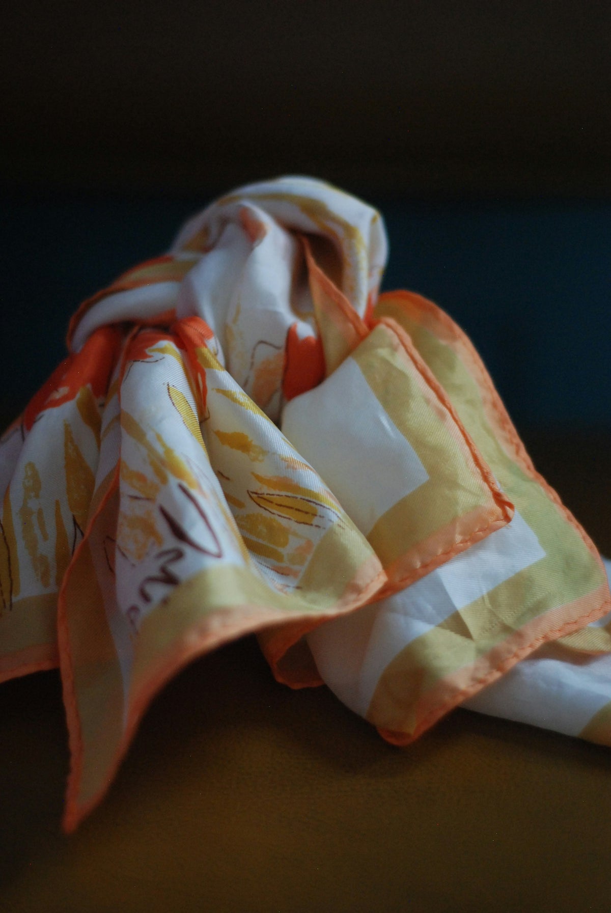 Silk Scarf in Ivory Print