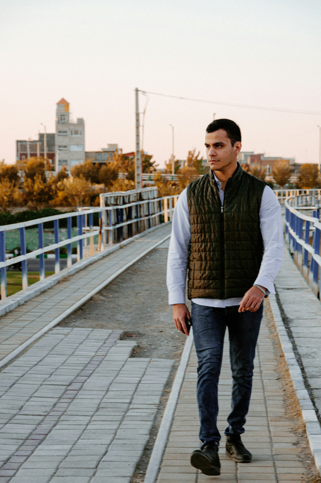 Quilted Gilet in Olive