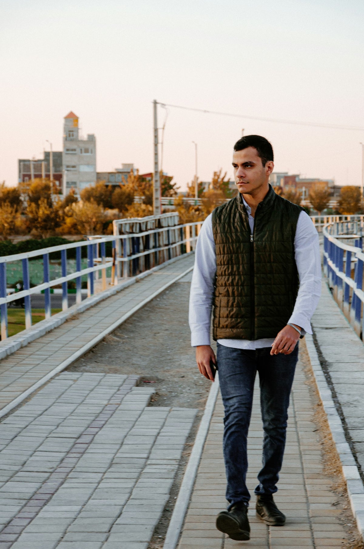Quilted Gilet in Olive