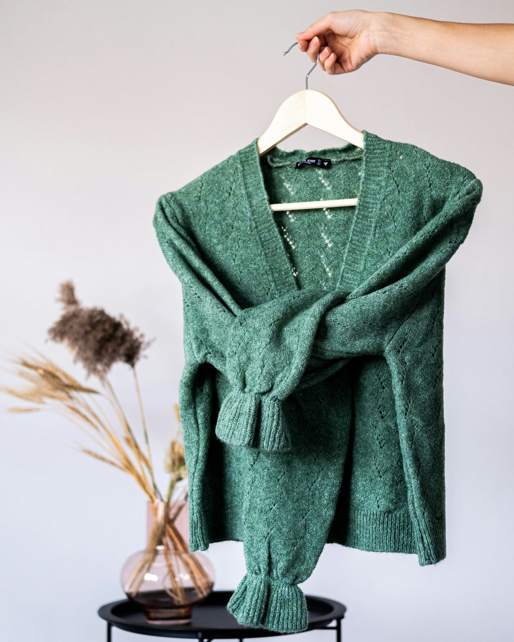 Lambswool Cardigan in Forest Green