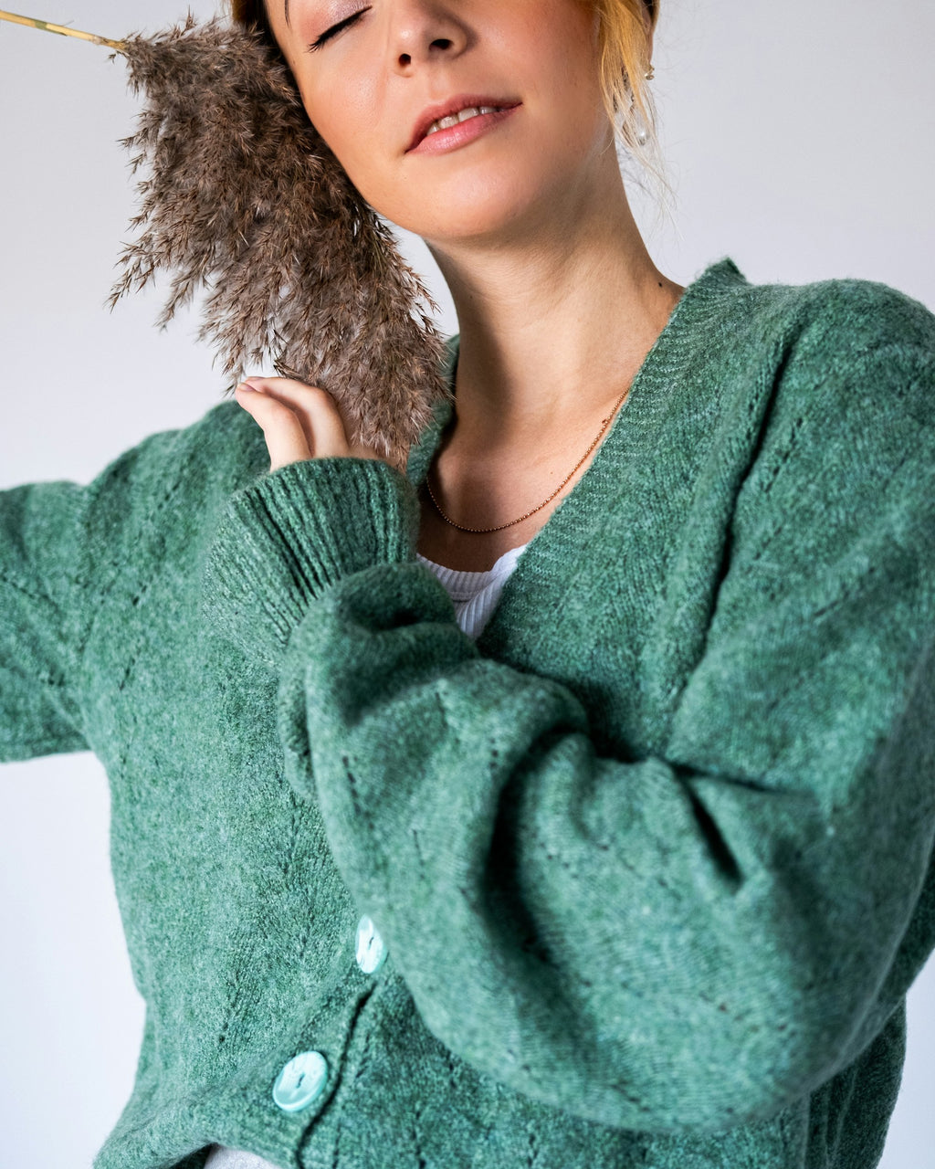 Lambswool Cardigan in Forest Green