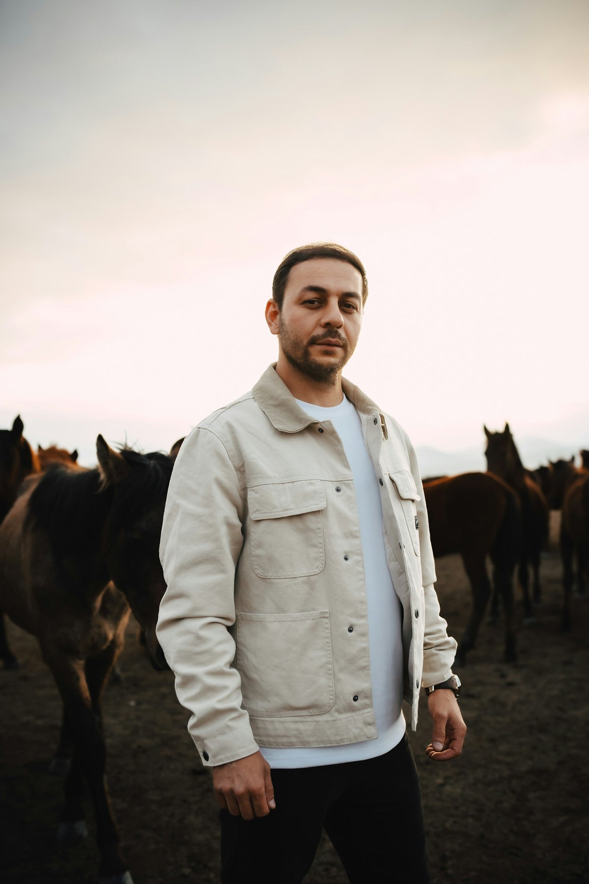 Canvas Chore Jacket in Ecru