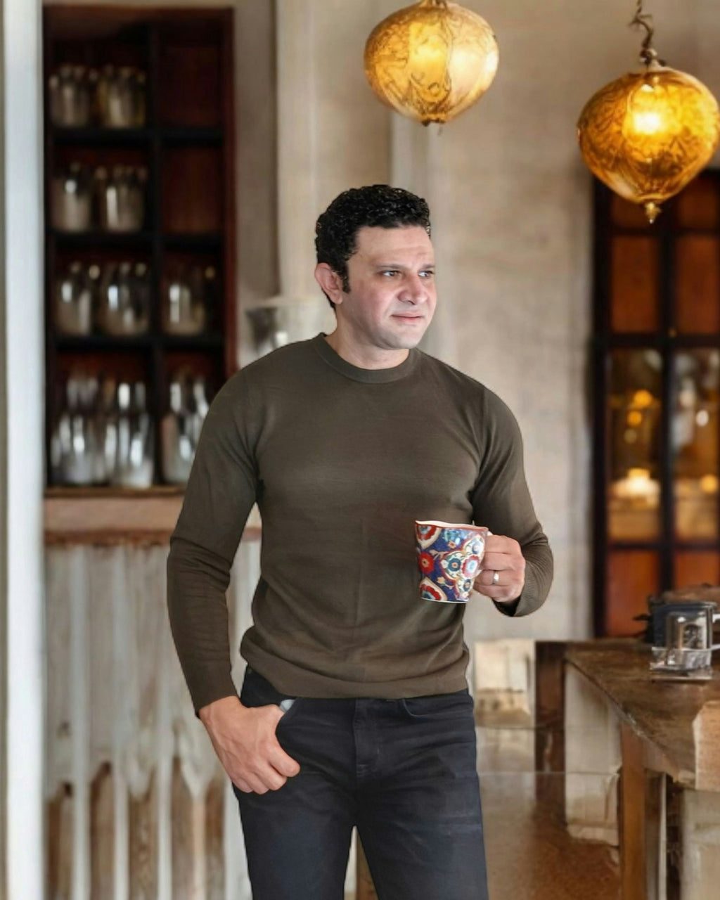 Merino Crew Neck in Olive