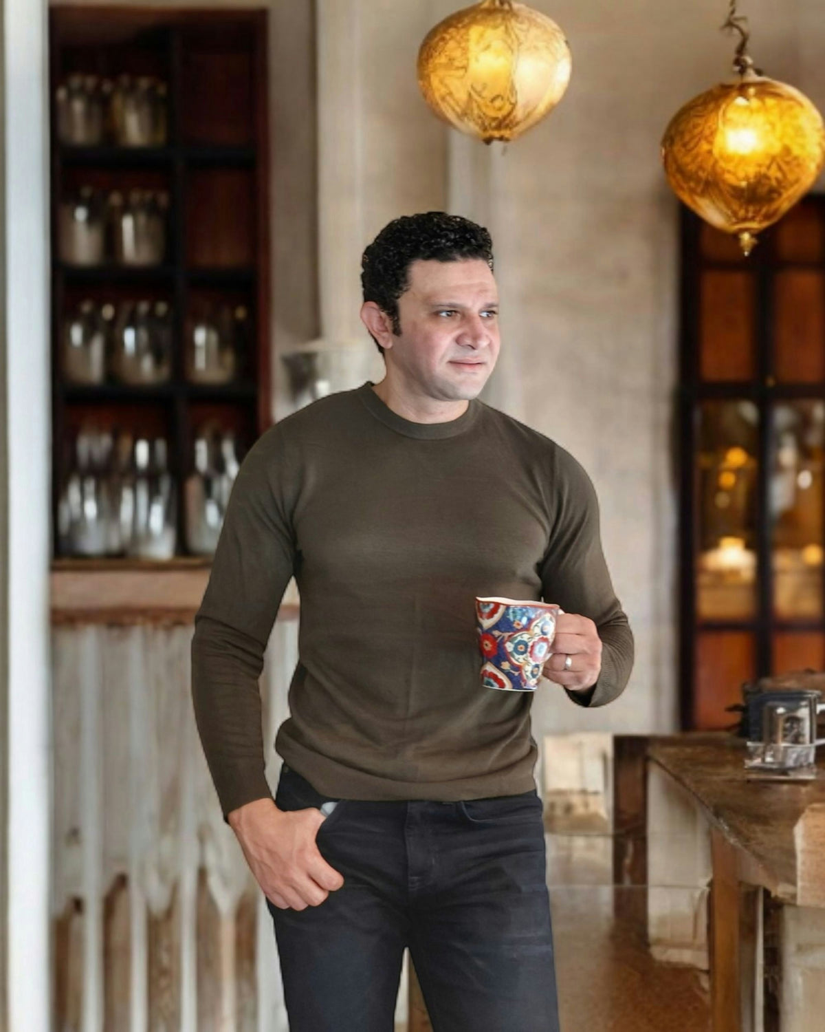 Merino Crew Neck in Olive