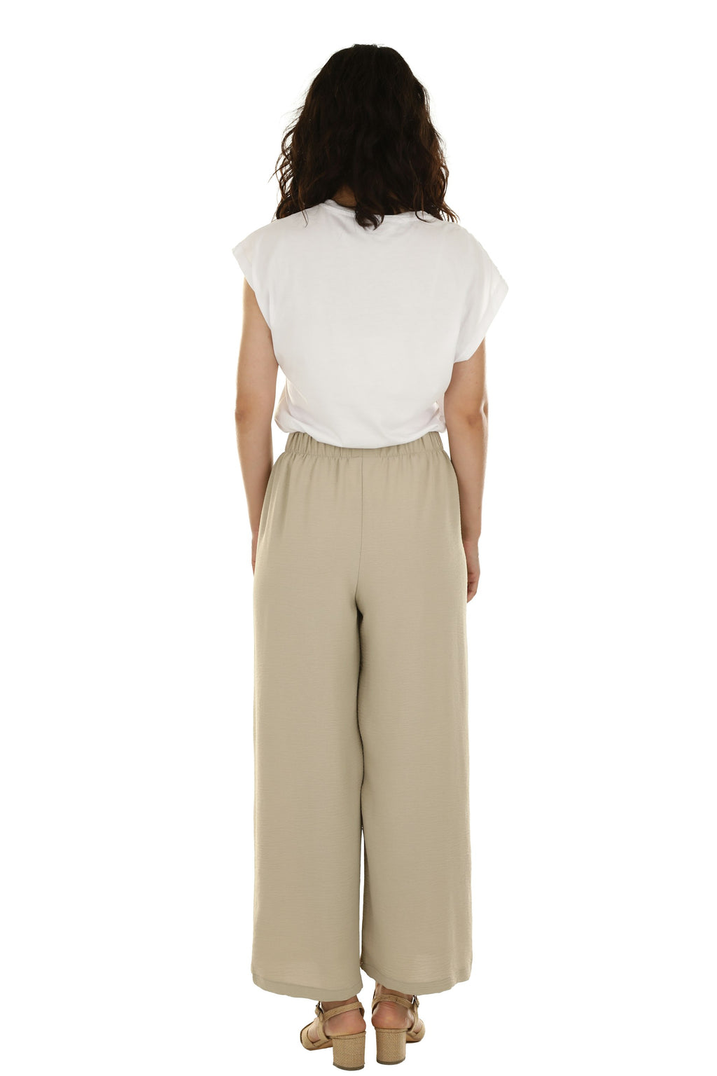 Wide-Leg Cotton Trouser in Stone
