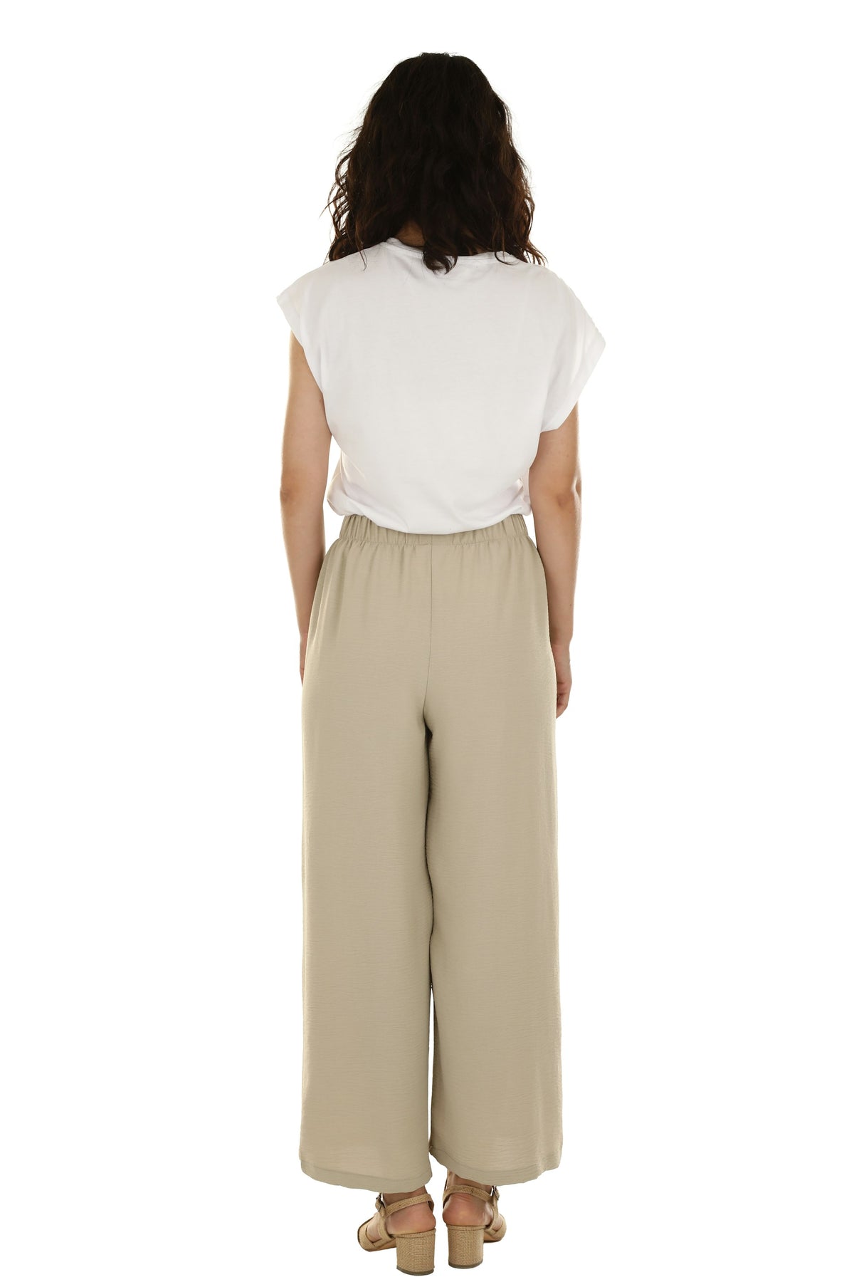 Wide-Leg Cotton Trouser in Stone
